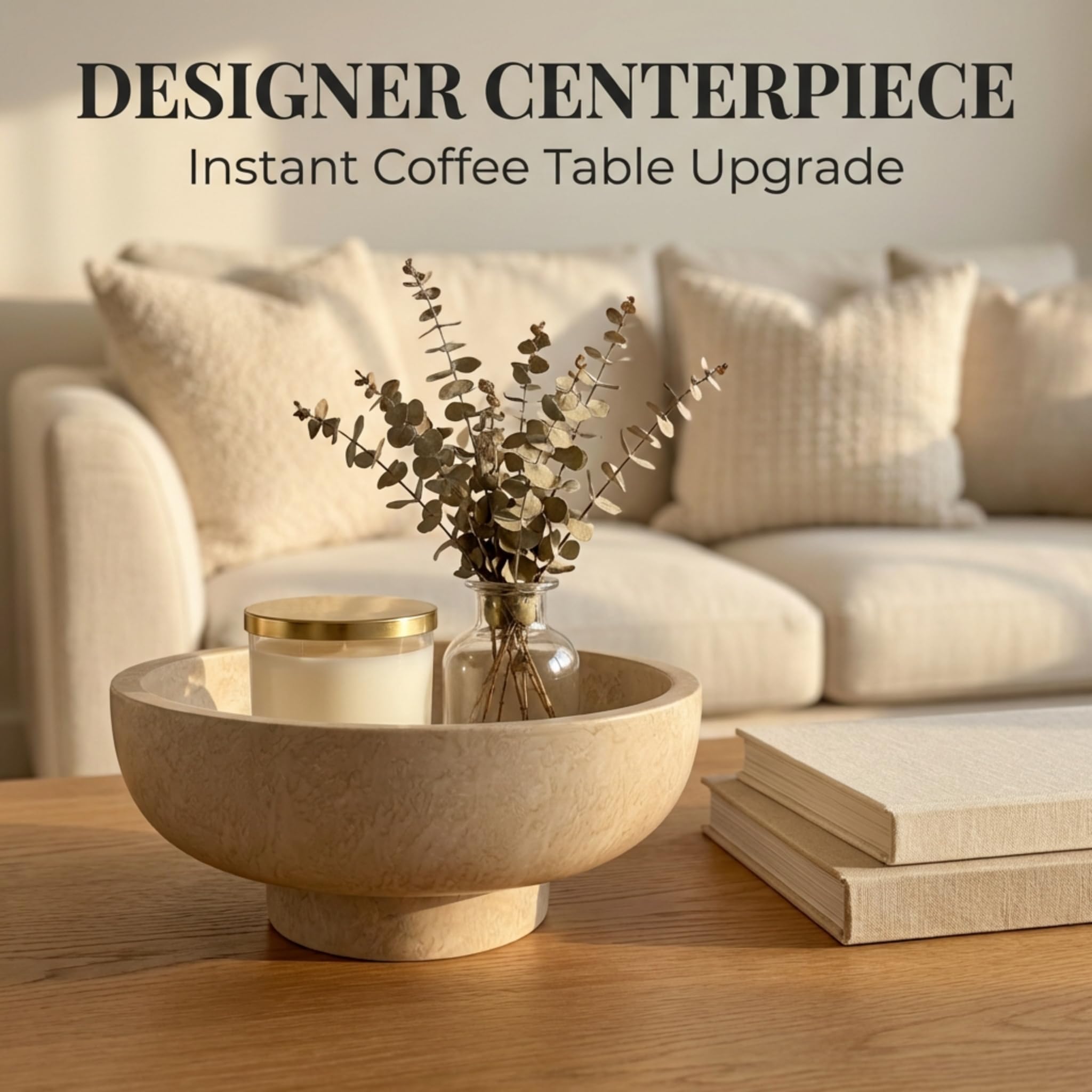 OAKOA stone-texture bowl elevates shelves with visual interest.