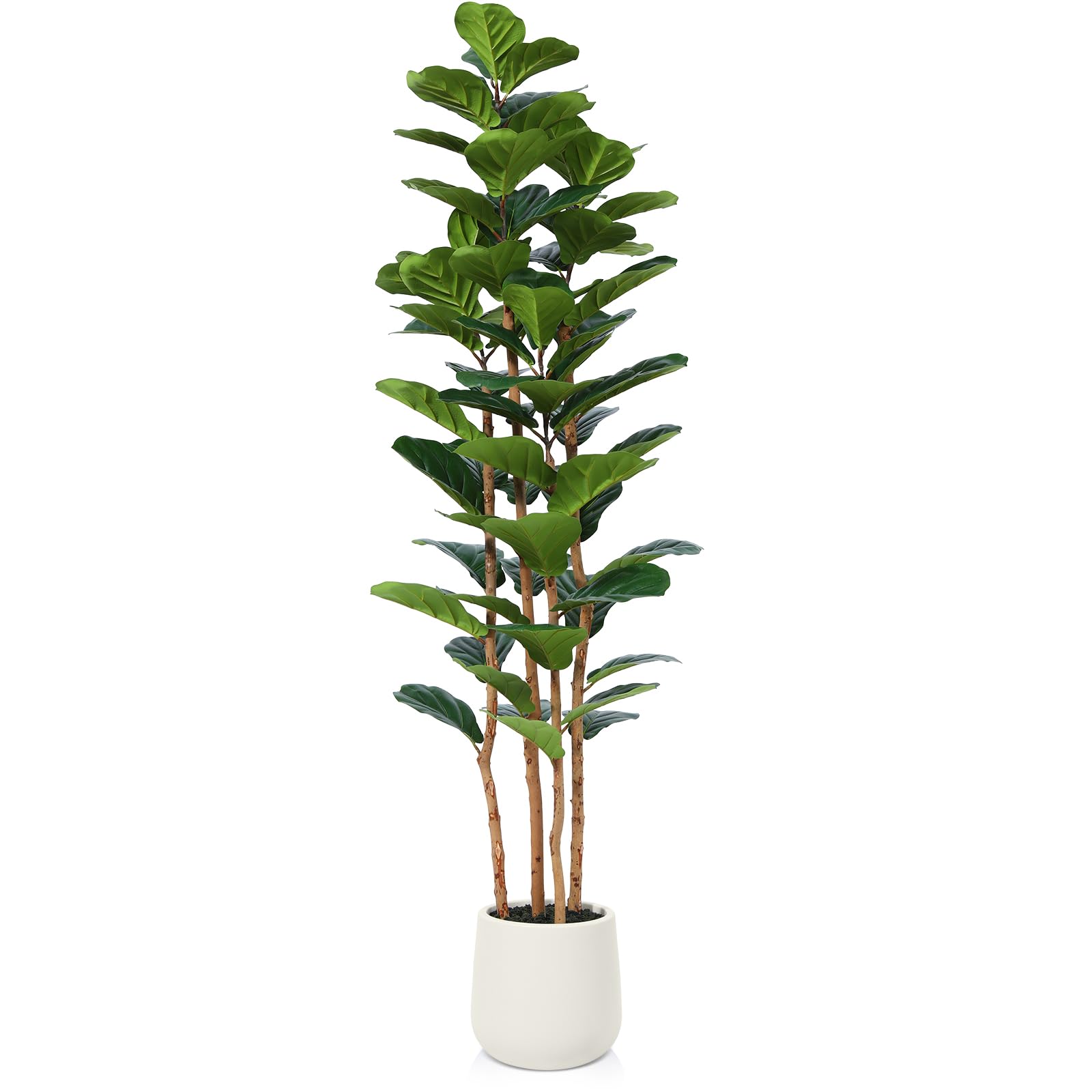 OAKRED artificial fiddle leaf fig tree with natural wood trunk in a living room