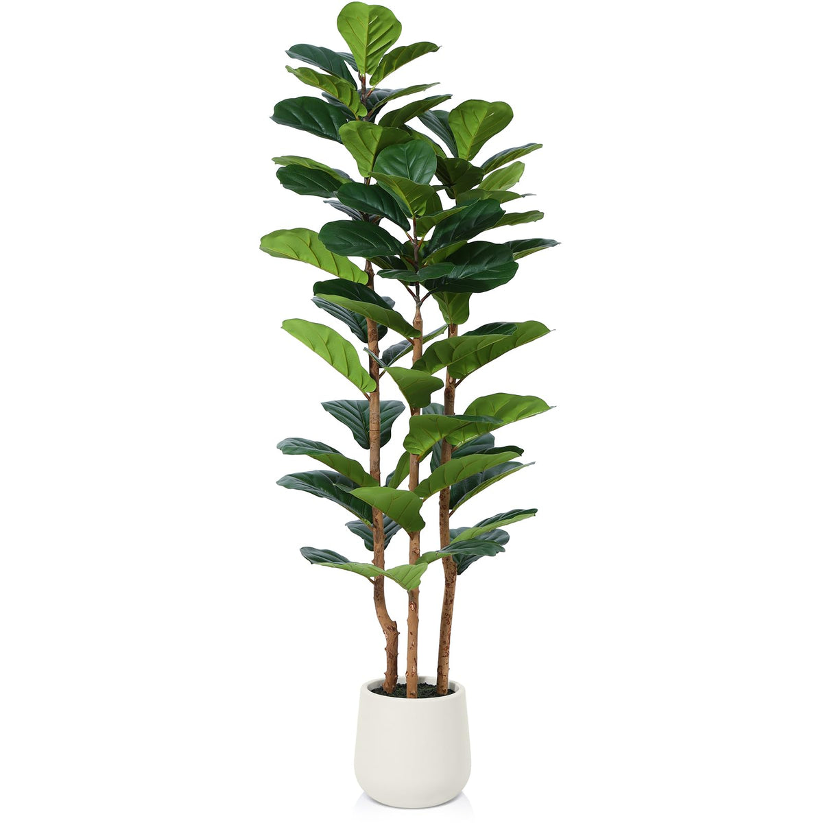 OAKRED artificial fiddle leaf fig tree with white planter, 5ft tall, ideal for bright living spaces.