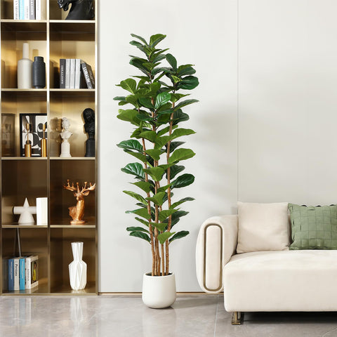OAKRED natural wood trunk detail adds lifelike texture to faux tree.