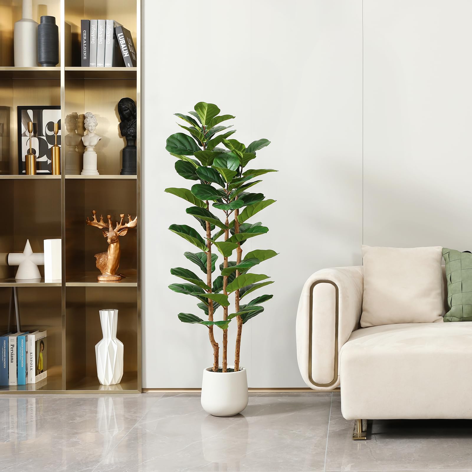 OAKRED natural wood trunk accents lifelike realism in the faux fig tree.