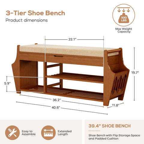 Oakvivo 3-tier bamboo shoe rack keeps shoes neatly stored and accessible