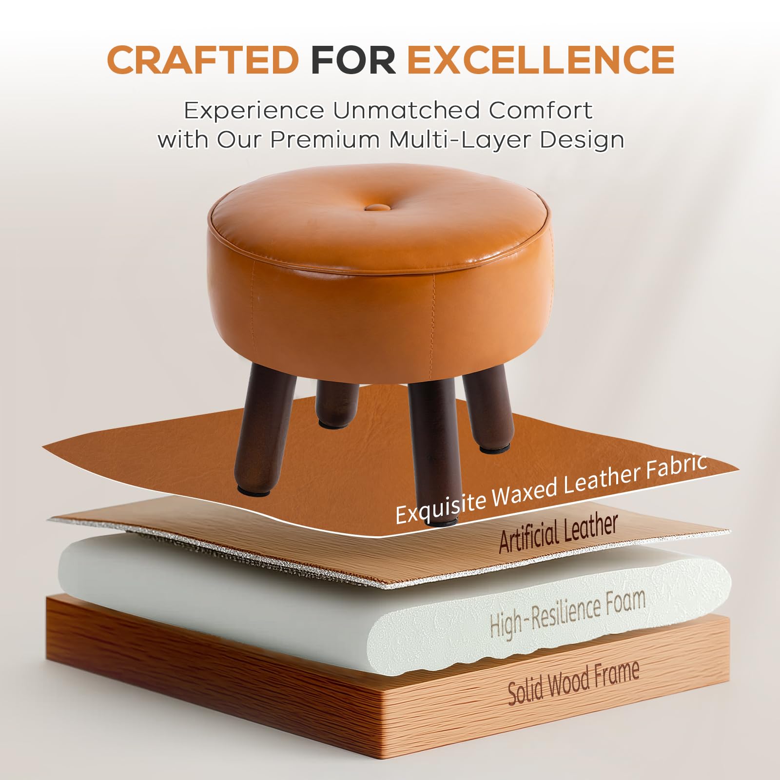 oakvivo anti-slip footstool with felt pads protects floors.