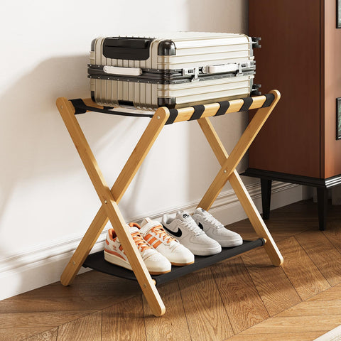 oakvivo luggage rack ideal for guest rooms and hotels.