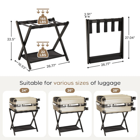 oakvivo bamboo frame luggage rack with smooth natural look for bedrooms.