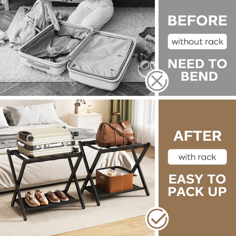oakvivo luggage rack lower fabric shelf stores shoes or bags.