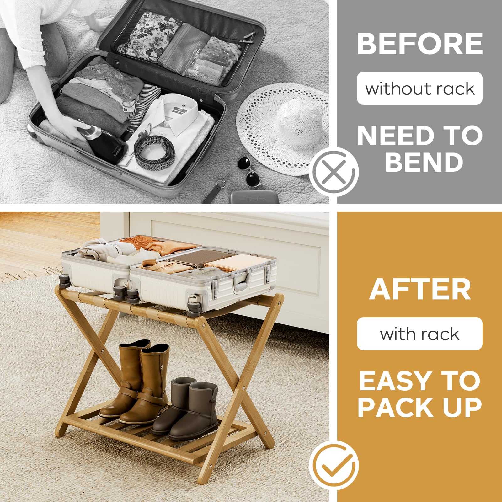 oakvivo luggage rack lower shelf storage for shoes and travel essentials