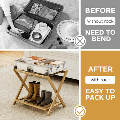 oakvivo luggage rack lower shelf storage for shoes and travel essentials