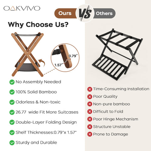 Oakvivo luggage rack lower shelf in Oxford fabric for shoes and bags