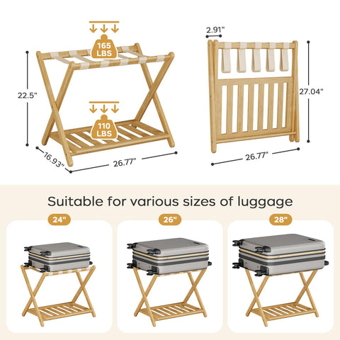 oakvivo luggage rack two-tier storage showcasing upper luggage shelf and lower storage