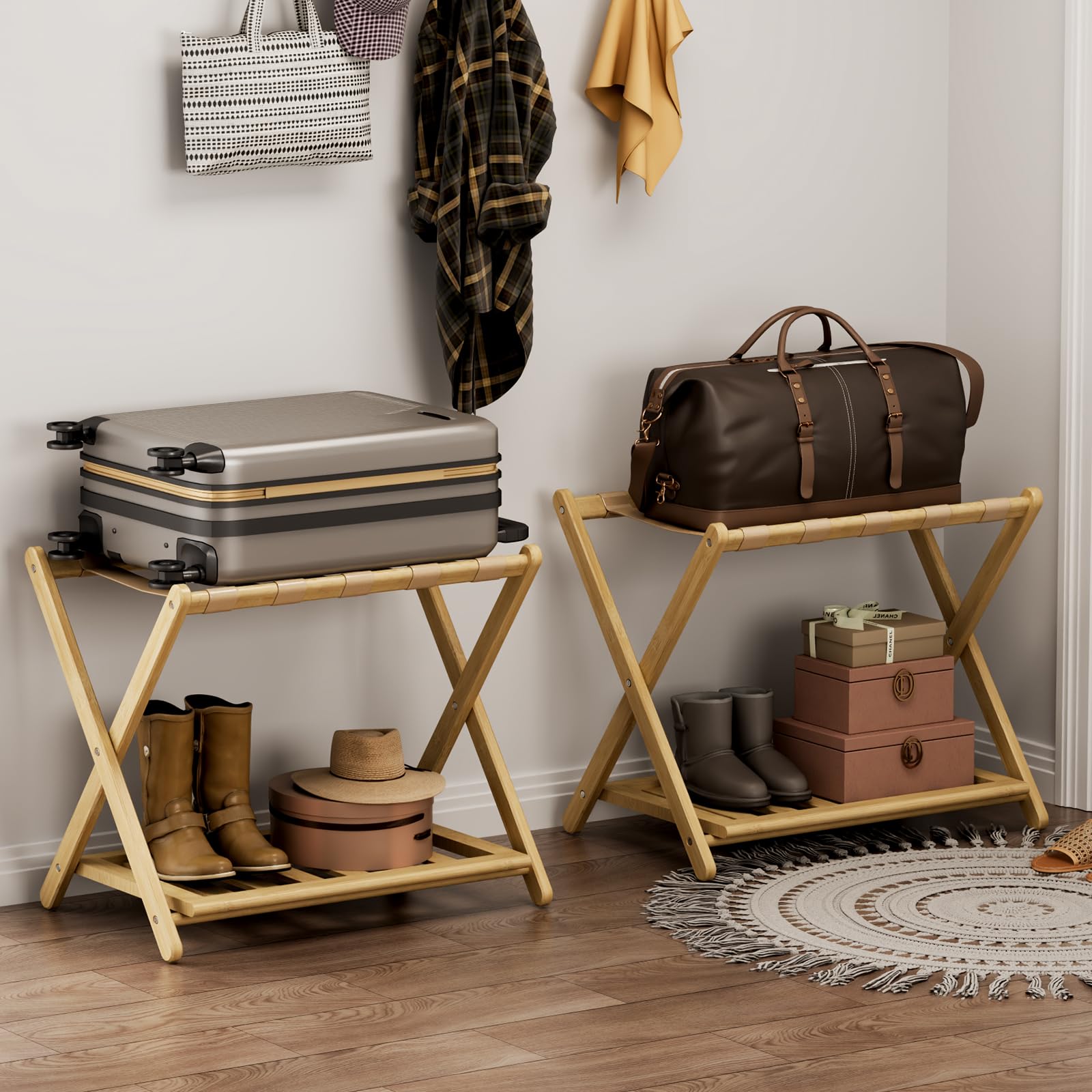 Oakvivo luggage rack suits guest rooms and hotels, blends with decor