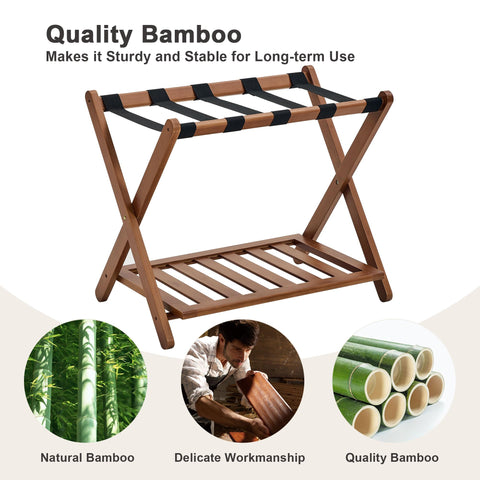 Oakvivo luggage rack with removable nylon straps for security.