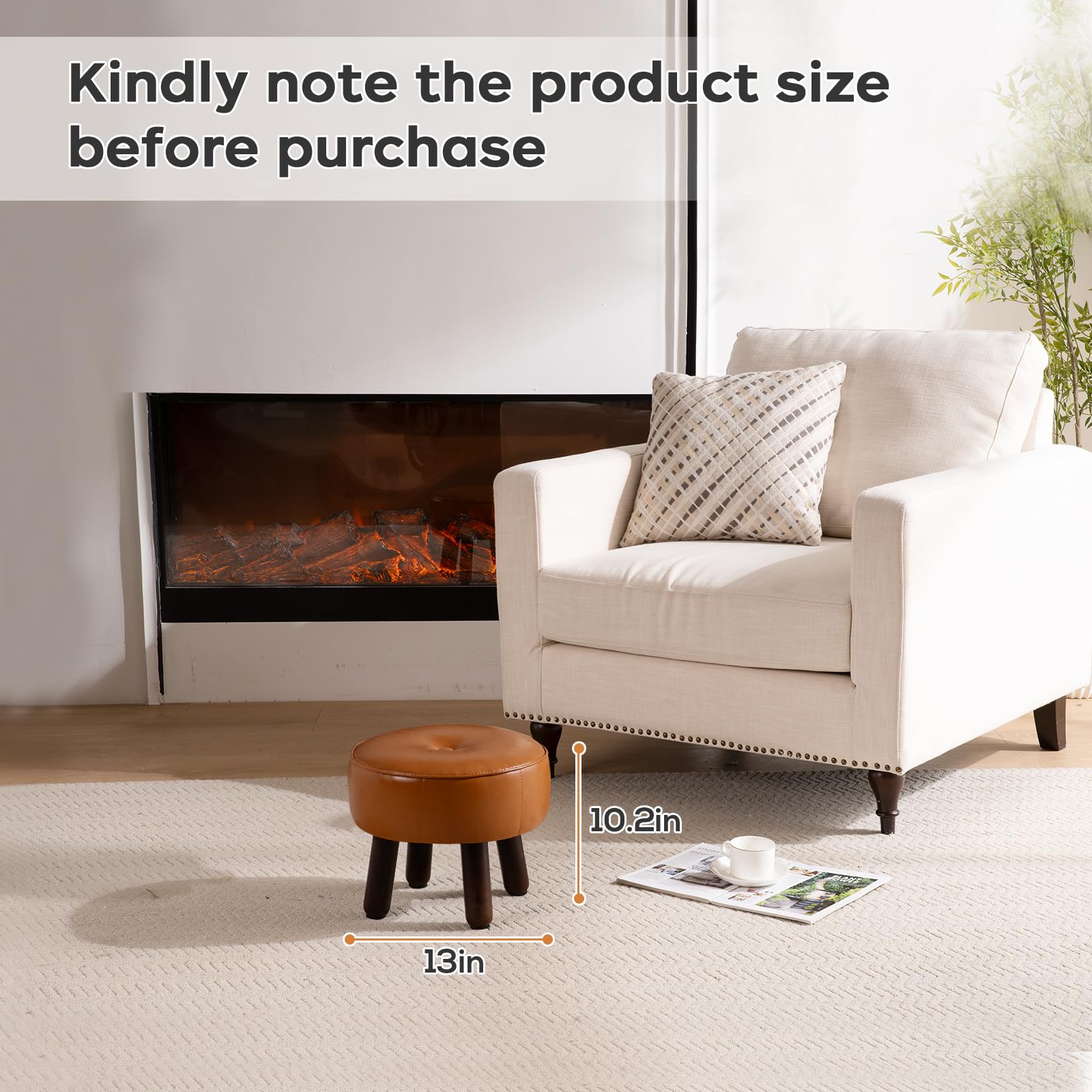 oakvivo round pouf footrest under desk with wood legs for comfort.