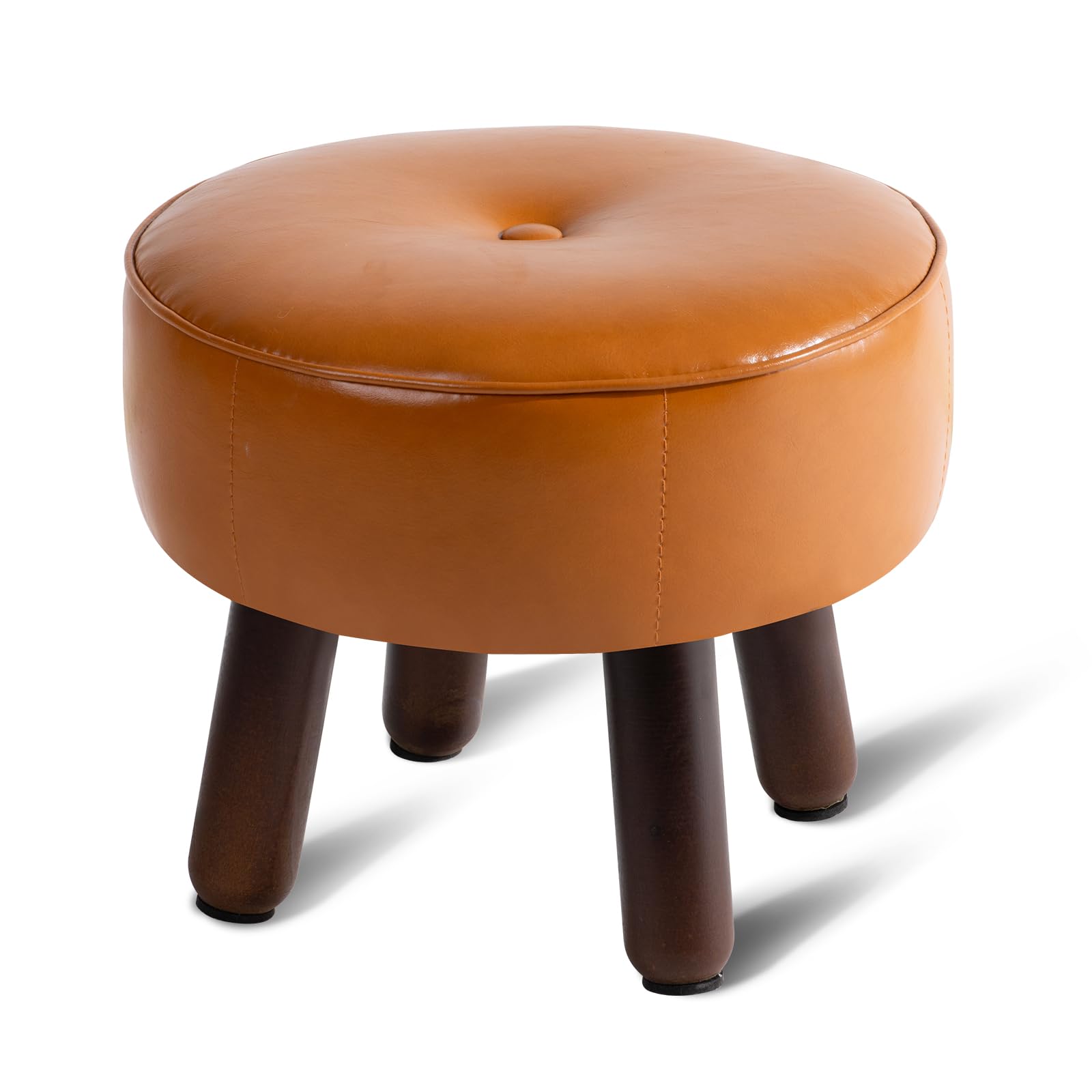 oakvivo small foot stool with round faux leather top for compact spaces.