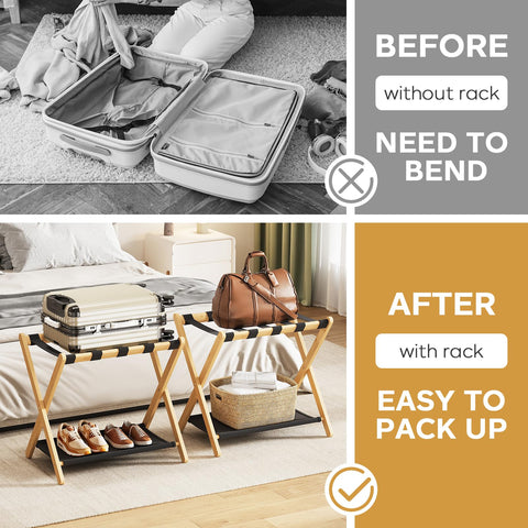 oakvivo top shelf holds 24 to 28 inch suitcases securely.