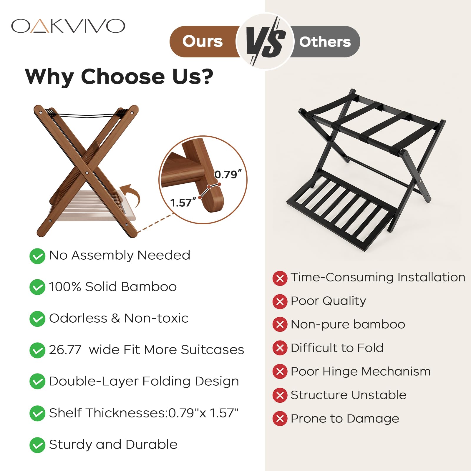 Oakvivo two-tier storage shelf keeps bags and shoes organized.