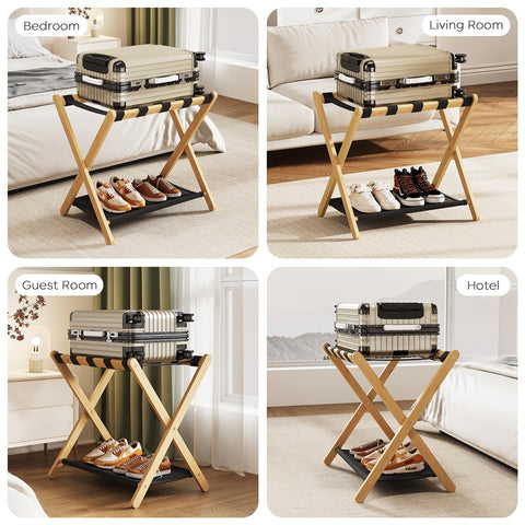 oakvivo upper tier supports up to 165 pounds for luggage.