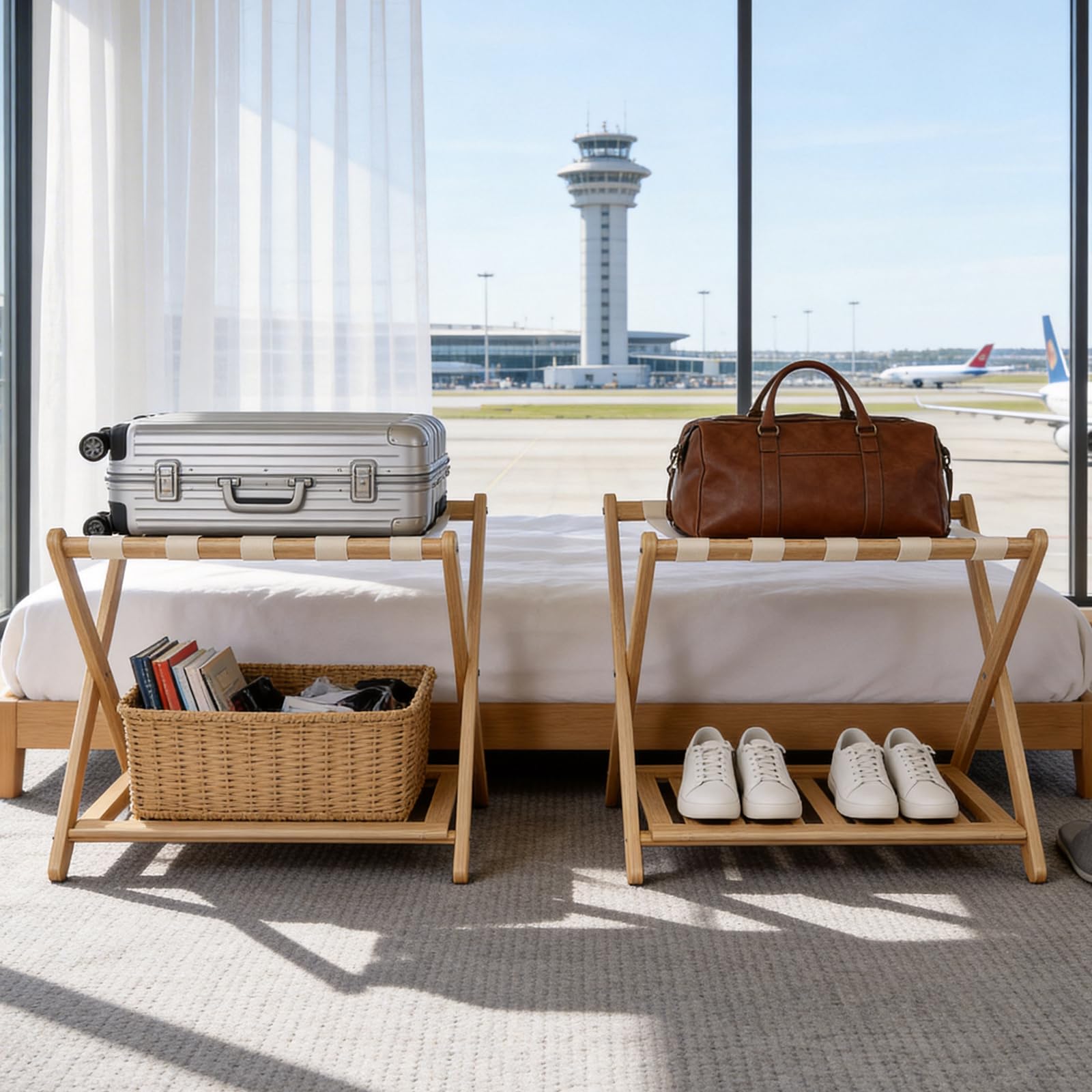 Oakvora luggage rack ideal for hotels and guest rooms