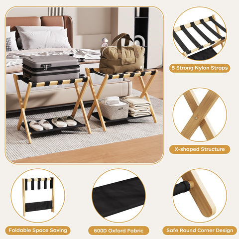 Oakvora five-nylon-straps keep luggage secure and sag-free during stays.