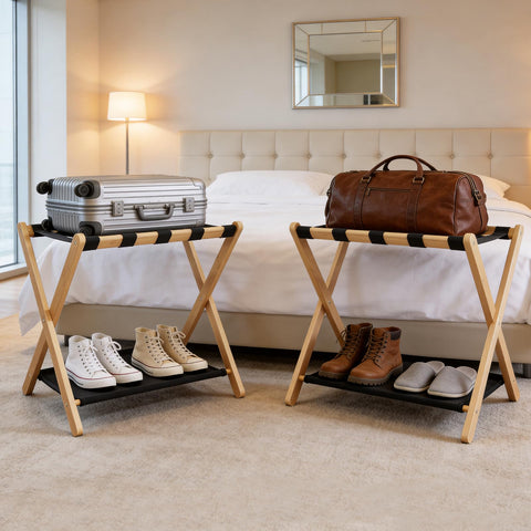 Oakvora spacious-design fits guest rooms and hotels for tidy luggage handling.