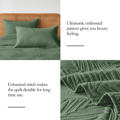 OARAGE two shams olive green 20x26 coordinate with quilt