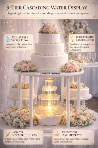 Oasis Supply rotating cascade disks create a dynamic water display.