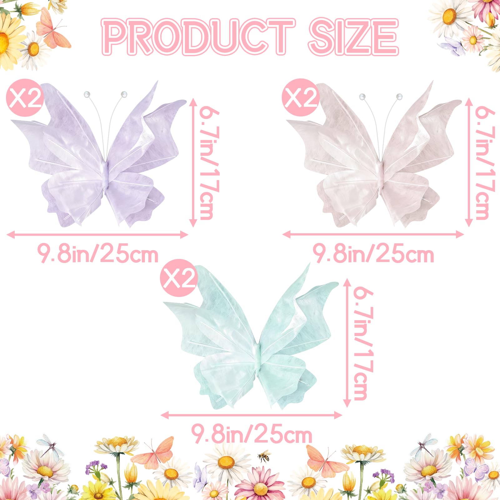 OBBOLO 6-piece butterfly set, uniform size for balanced display.