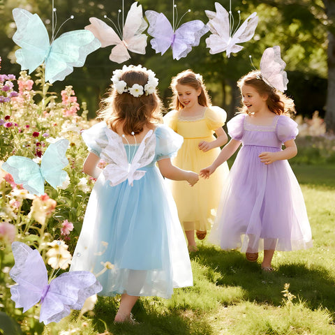 OBBOLO pastel butterflies ideal for garden backdrops and fairy-themed events.