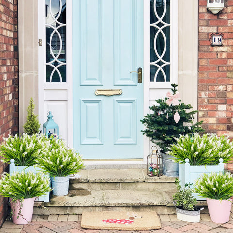 obbsie artificial plants outdoor front porch decor with realistic leaves and blooms.