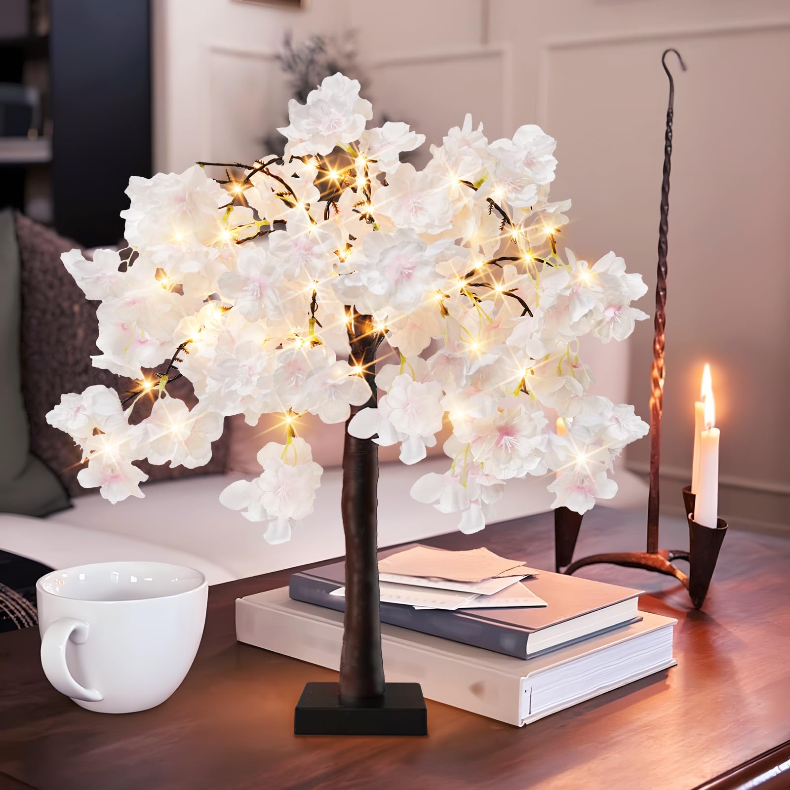obbsie pink blossom tree decor suitable for desktops tables or shelves