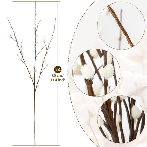 OBDXZHC four-pack pussy willow stems bring spring texture to home arrangements.