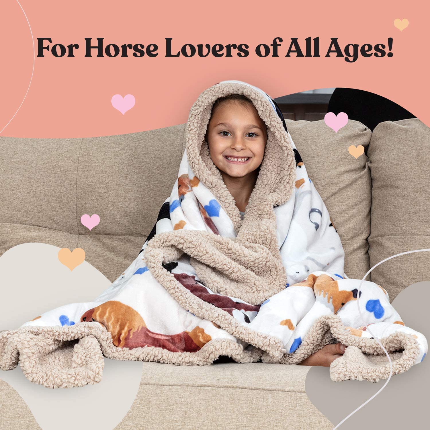 OBSI horse blanket for girls mink and sherpa finish adds luxurious warmth.