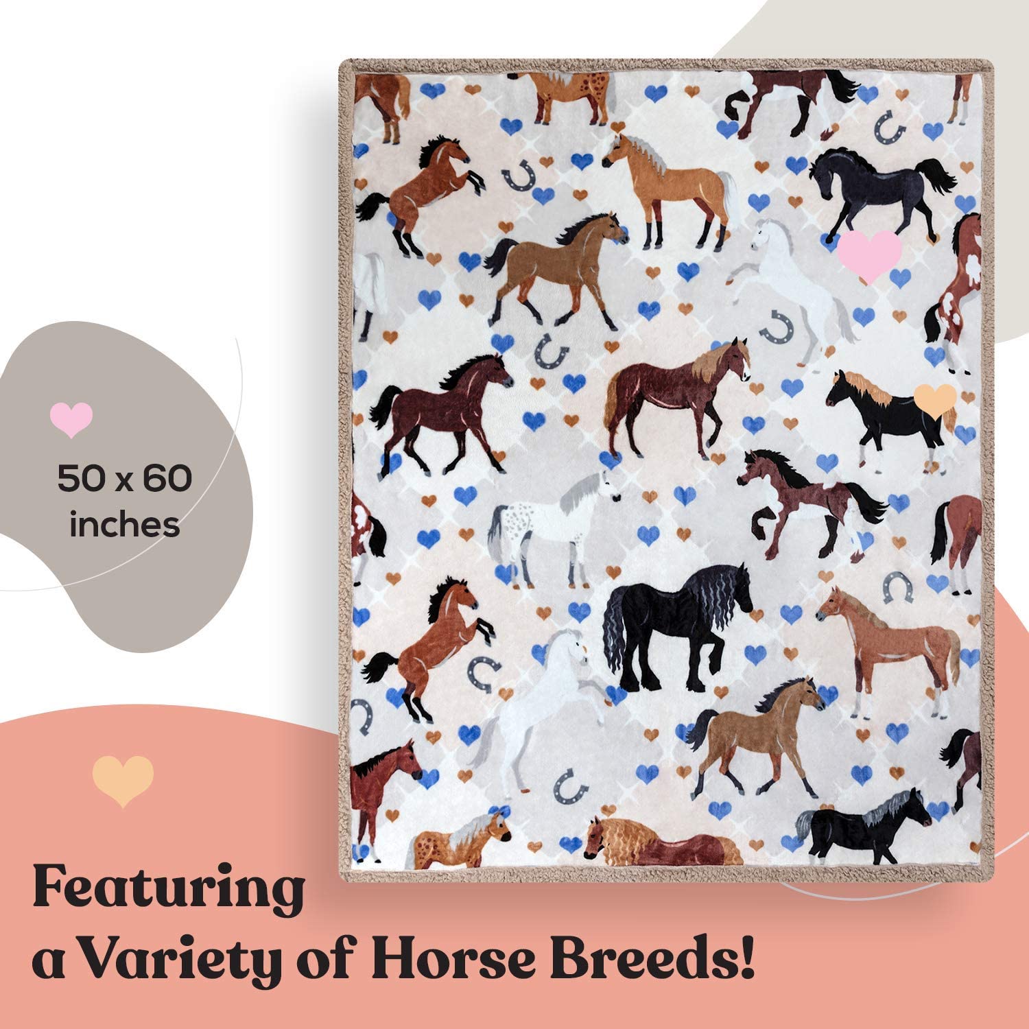 OBSI horse blanket for girls 50x60 size ideal for throws on sofa.
