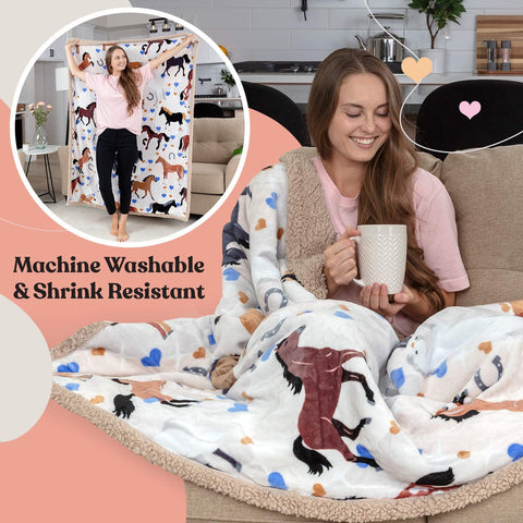 OBSI horse blanket for girls vivid horse design inspires playful decor.
