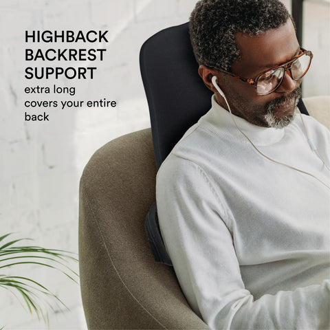 ObusForme extra tall backrest offers added upper body support for extended workdays.
