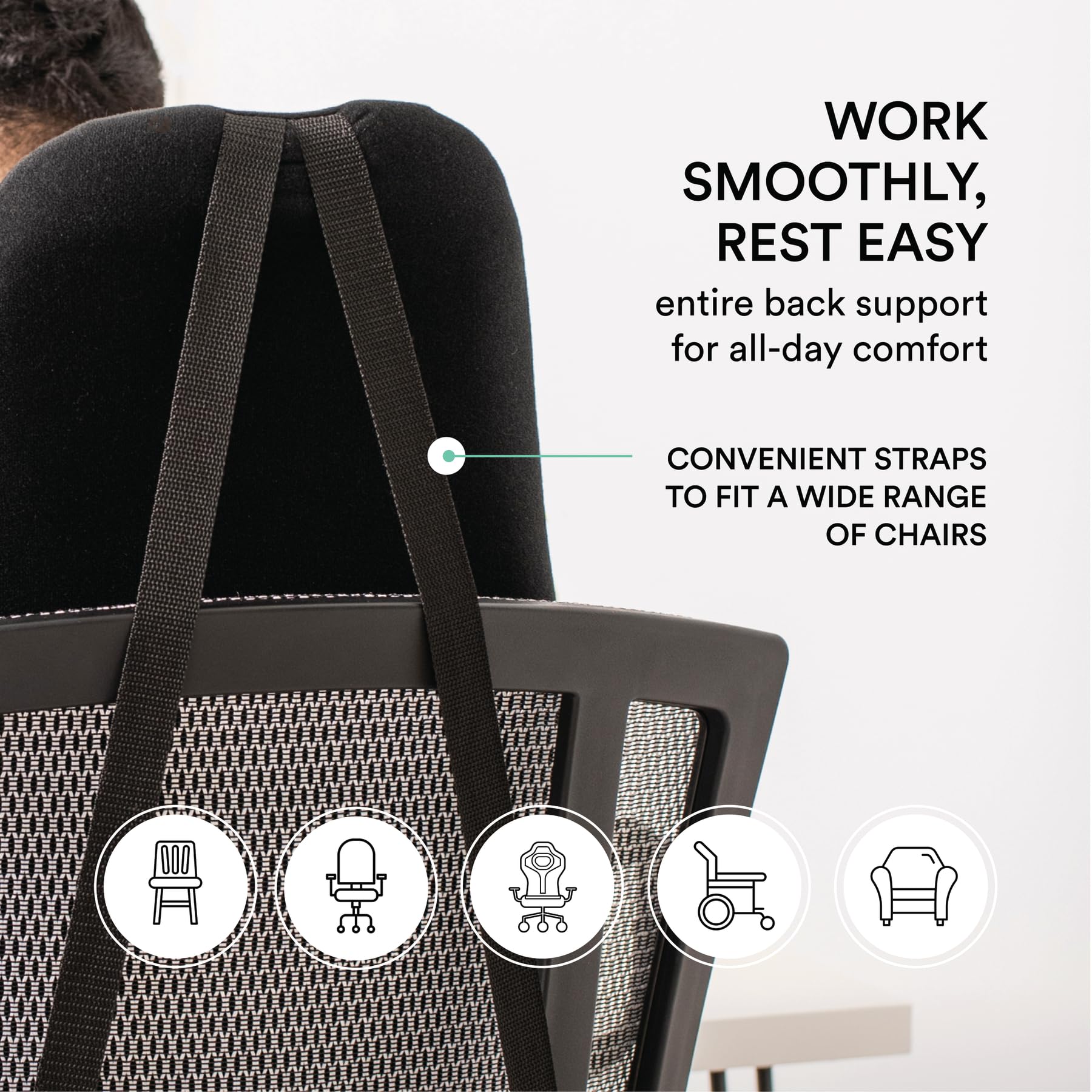 ObusForme polycarbonate core frame delivers stable, flexible back support.
