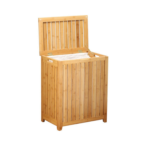 Oceanstar spa-style bamboo hamper shows solid wood construction for durability.