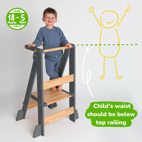 OCODILE toddler tower two height levels support growing children in daily chores