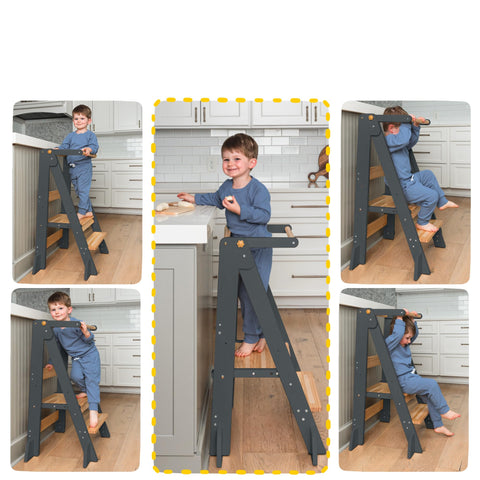 OCODILE gray finish close-up highlights durable, kid-friendly kitchen design