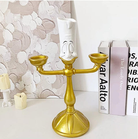 ocpcrn Beauty and the Beast candelabra holds two candles for balanced table lighting