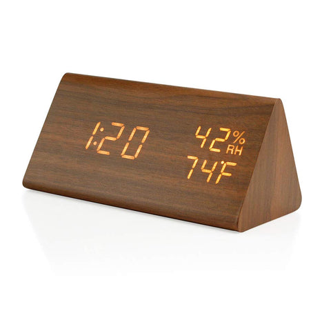 OCT17 wooden alarm clock back ports for charging multiple devices