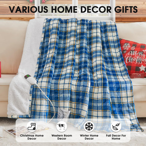 OCTROT gift-ready blue checkered blanket ideal for moms