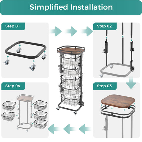 Ocyfym cart in kitchen and living room for versatile organization.