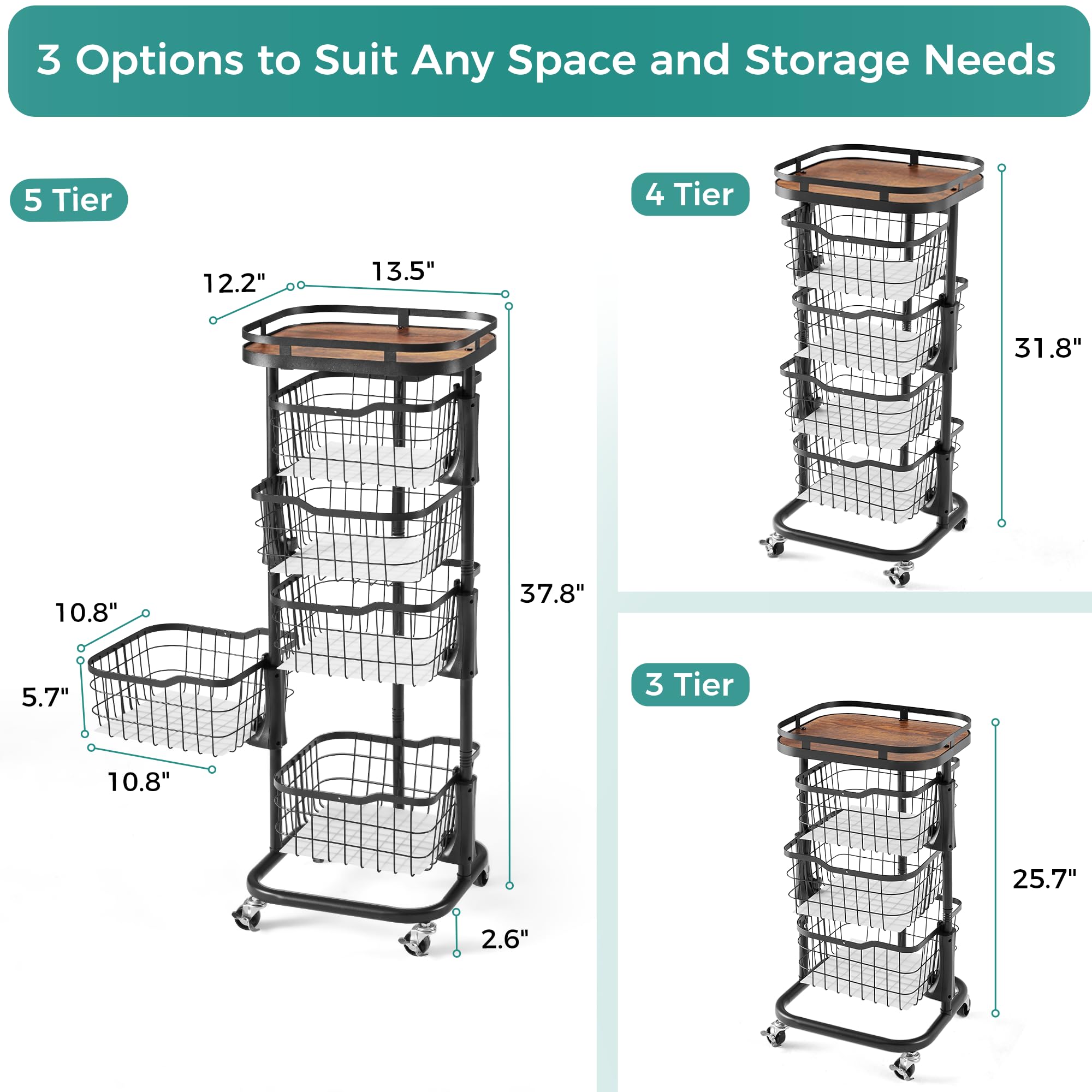 Ocyfym ventilated wire basket promoting airflow around produce.