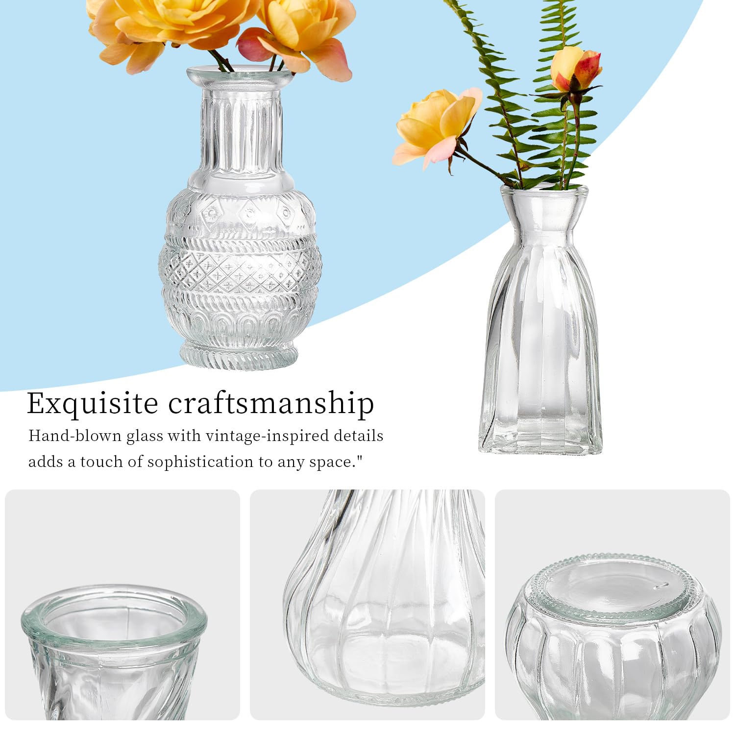 ODBCYWM Glass Bud Vase variant 4 offers versatile display options for small bouquets