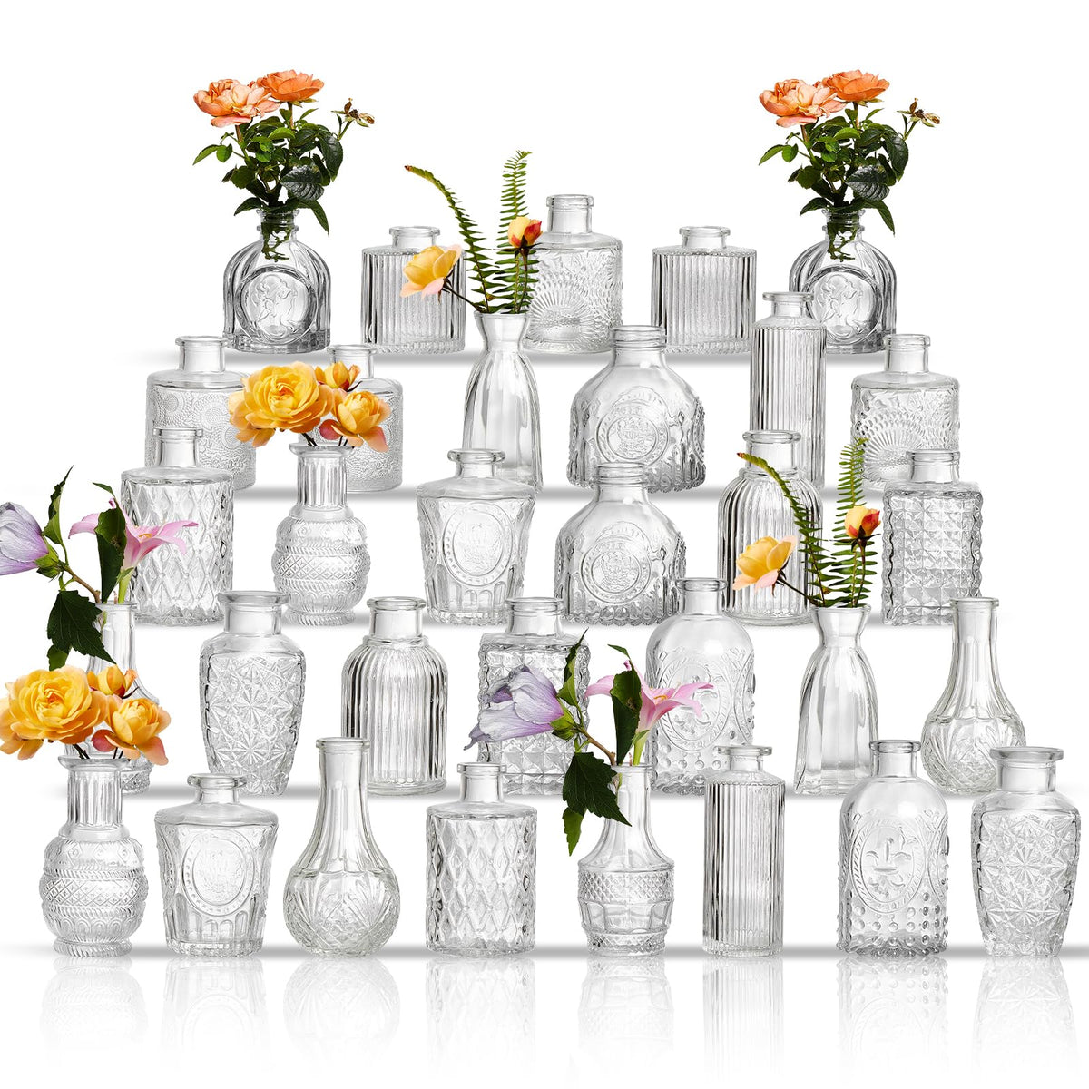ODBCYWM glass bud vase set with assorted designs for elegant wedding centerpieces.