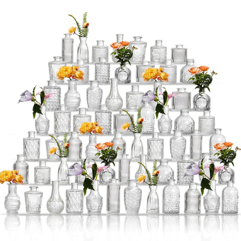 ODBCYWM glass bud vase with a clear crystal finish for elegant wedding table decor.