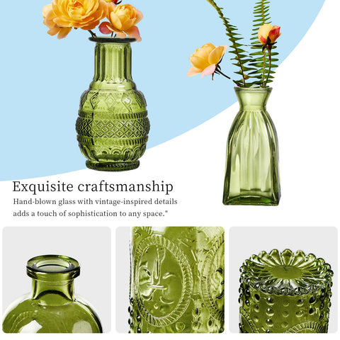 ODBCYWM pampas grass accent in a green glass bud vase.