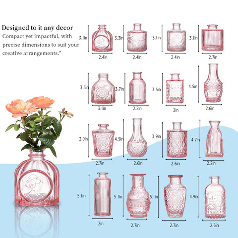 ODBCYWM small pink vases crystal clear for versatile displays.