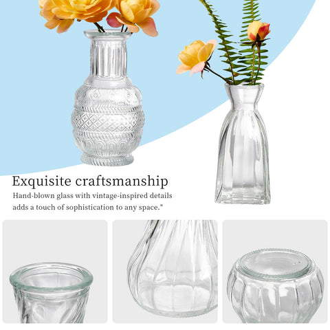 ODBCYWM thick-glass bud vases offer durable crystal clarity for home decor.